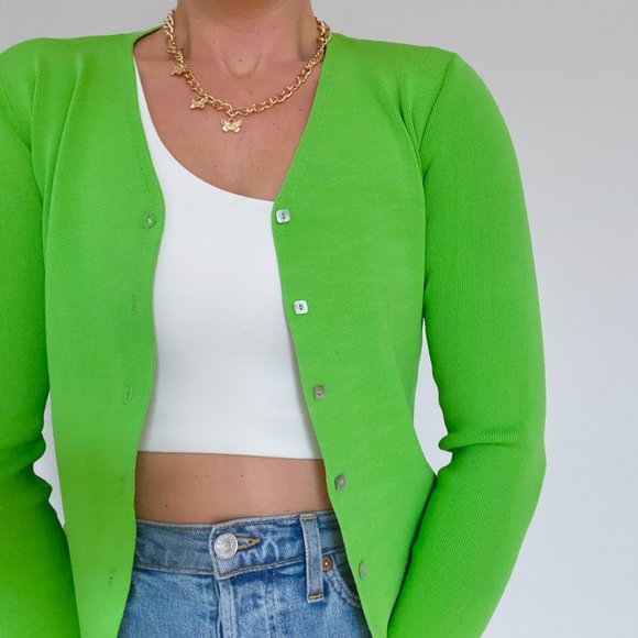 Lime Green Cardigan - Picture 2 of 8